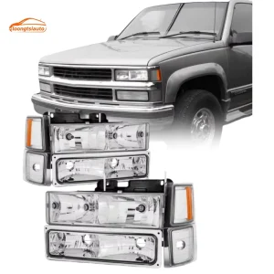 Complete Set (Left and Right Headlights) Headlight Assembly for Chevrolet C/K 1500 2500 3500 OEM GM2502101 with Bulbs