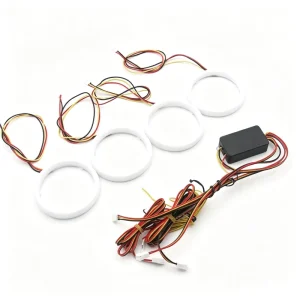 Cotton Multi Color RGB Chasing LED Angel Eyes Daytime Running Lights with Yellow Turn Signal for Universal Car Headlight