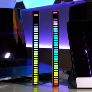 Creative 32 Led Colorful Voice Pickup Ambience Lamp Car Desktop Audio Spectrum Voice RGB Music Rhythm Light Lamp