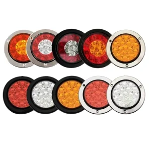 Cross border 12V 24V LED Trailer Tail Light Turn Signal Brake Light for Trucks 4 Inch CMC Single Light Dual Color Rubber
