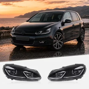 Crystal Clear 6000K Headlamps for VW Golf 6 12V ABS Weather Resistant Plug+Play Upgrade Kit
