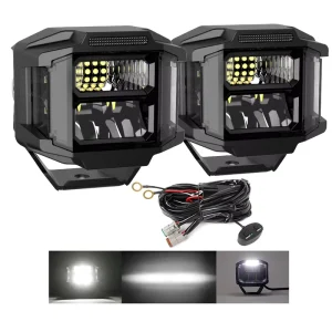 Cube Led Spot Light 3 Inch Spot Flood Diffuse Combo Beam Led Pods with Amber DRL 270° Beam Side Shooter for UTV 4X4 Trucks ATV