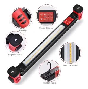 Custom 1600lm Work Light with Magnetic Base and Hook for Car Repair Under the Hood Emergency Rechargeable LED Work Light