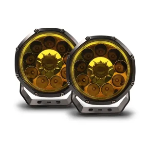 Custom 5 Inch 80W Yellow Driving Auxiliary Lamp Auxiliar Round Led Offroad Lights Spot Amber Fog Lamp for Car Suv Turcks