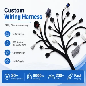 Custom Automotive Wiring Harness with Felt Tape Wrap for Car Door & Interior Control Systems