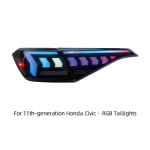 Custom Breathing Scan DRL Sequential Turn Signals RGB Multi Color LED Tail Light Assembly for 11th Gen Honda Civic