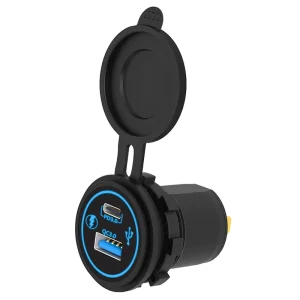 Custom Flush Mount Waterproof Quick Charging 12V 24V USB Port Charger Outlet Socket QC PD for Marine Caravan Automotive Tractor