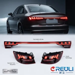 Custom LED Tail Lights Dynamic Sequential Full Width Smoked PlugPlay ThroughType Rear Brake Auto Parts for Audi A4 B9