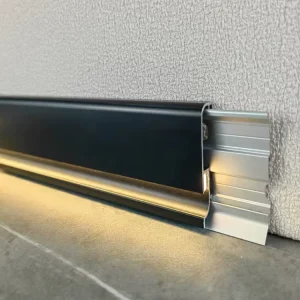 Custom Modern Flooring Baseboard Lighting Profile Surface Mounted LED Baseboard Line Black Aluminium Floor Skirting Board