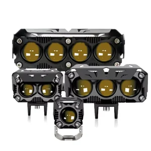 Custom Motorcycle Headlight LED 60W 6000K Waterproof Fog Spotlight Dual Colors Flashing Motorcycle Lighting System