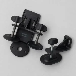 Custom OEM Metal Stamping Bracket Clamp Set Powder Coated Black Retainer for Desk Shelf Workshop Mounting Hardware Fixture