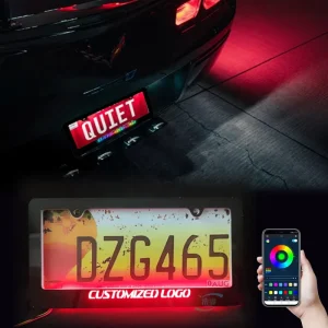 Custom Universal European USA APP Control License Plate Frames Waterproof Multicolor Chasing LED Car License Plate Frame