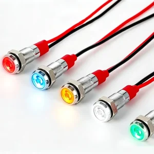Customizable IP65 Waterproof Metal LED Indicator Light Momentory/Latching Operation 10mm Hole Dual/Tri Color (Blue/Green/Yellow)
