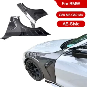 Customized AE Style Dry Carbon Fiber Front Side Fender for BMW G80 M3 G82 M4 Gloss Carbon Fibre Fender Hood Trunk Body Kit
