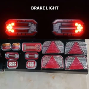 DC 12-24V LED Trailer Tail Light IP67 Waterproof Red Rear Combination Lamp with Dynamic Turn Signal & License Plate Light