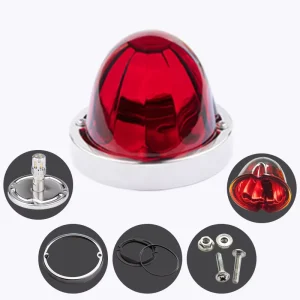 DC12V 24V Watermelon Glass Truck Side Marker Light with Stainless Steel Base 1156 1157 LED Bulb