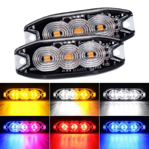 DC12V 3LED Strobe Emergency Lights Vehicle Surface Mount Grille Warning Ambulance Strobe Light Heads Car Truck Flasher