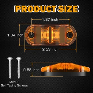 DOT Approved Submersible LED Trailer Marker Light Amber IP67 Waterproof 12V Clearance Identification Lights for Boat Truck