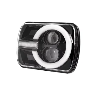 DOT SAE 5×7 7X6 Hi Lo Rectangle Sealed Faros Beam Truck LED Headlight White DRL Amber Turn Signal for Jeep Cherokee XJ YJ MJ