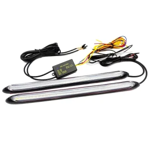 汽车 DRL 日间行车灯 防水通用 12V LED 汽车前照灯 顺序转向信号 黄色流动日灯