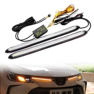 发光二极管汽车 DRL 日间行车灯 防水顺序转向灯 黄色流量日光灯