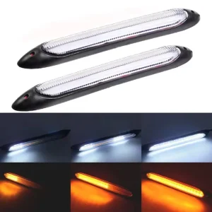 汽车 DRL 日间行车灯 通用汽车头灯条 顺序转向灯 黄色流光日间灯 汽车用 DRL 12V 2件装