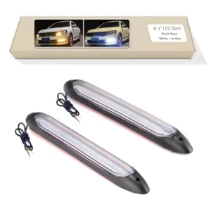 汽车 DRL LED 日间行车灯 流光黄色转向灯 白色防水头灯条 顺序灯 通用型