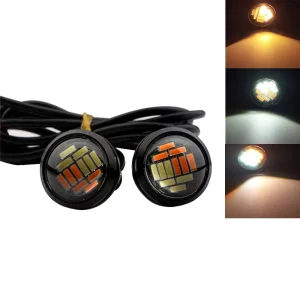 DRL LED Daytime Running Lights Amber White 4014 12SMD 23MM Angel Eyes Fog Bulbs Eagle Eye LED Light 12V