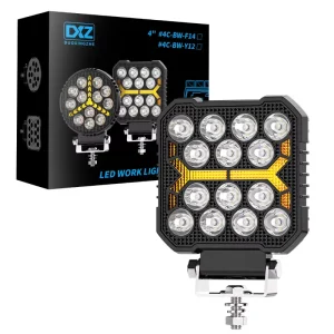 DXZ New 4” Inch Square 14LED Led Work Light 4×4 12V 24V Auto Led DRL Spotlights Auxiliary Light Car Truck Offroad Driving Light