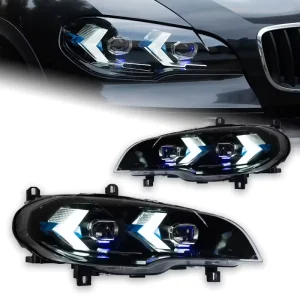 Daytime Running Light 12V LED Headlight for BMW X5 E70 Arrow Style DRL LED Projector Lens Turn Signal Headlamp