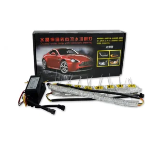 Daytime Running Light Flowing Turn Signal Lamp DRL 12V Car LED Crystal Tear Eyes White Yellow Flexible Strip Light