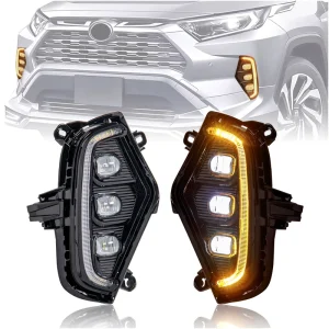 Daytime Running Light for RAV4 Two Colors Full Led Fog Lamp