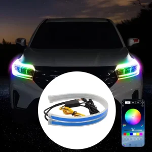 Daytime Running Lights Car LED DRL Lamp Strip DRL Decorative Light Auto Headlight Turn Signal Light RGB With Remote App Control