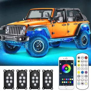Decoration Car Light 4pods APP Control 9w 4×4 Offroad Rgb Rock Lamp Off Road Truck Rgbw Led Rock Lights for Car