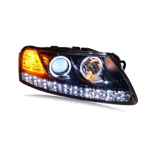 Dedicated Audi A6L High Quality Headlight Assembly New 12V 6000K LED Angel Eyes Daytime Running Light Plug Play