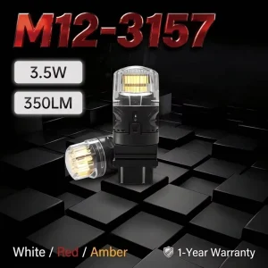 Design M12 60V 360LM LED Auto Bulb BA15S BAY15D BAU15S Canbus IP68 16 SMD 2835 Chips White Red Amber LED Lamp for Truck