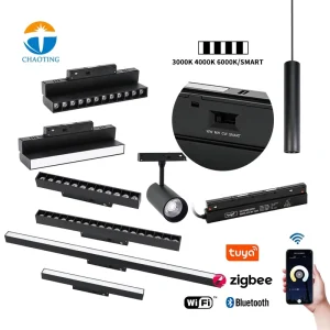Dial Switch CCT Dimmable 48V Magnetic LED Track Lighting System Smart 2.4G WiFi Tuya Control Recessed Rail Spot Wall Lamps LED