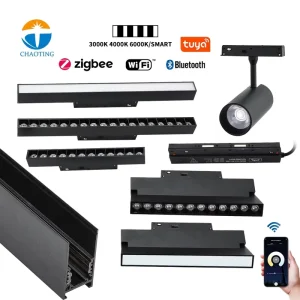 Dial Switch CCT Dimmable 48V Magnetic LED Track Lighting System Smart for 2.4GHz WiFi Tuya Control Recessed Rail Spot Wall Light