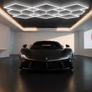 Dimmable Brightness Geometric Design Car Garage LED Light 6500K LED Honeycomb Lighting for Auto Detailing Shop Garage