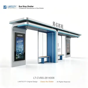 Double Passage Bus Shelter with Integrated Digital Information