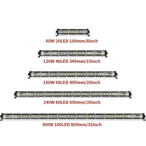 Double Row LED 60W Strip Working Light IP67 Waterproof Screw On Mount Off road Vehicle Car Modification Spotlights