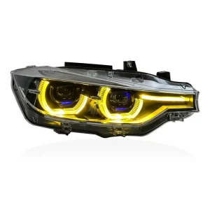 Double U Angel Eyes LED Headlight Assembly for 3 Series F30 F35 12V Projector Lens Sequential Turn Signal