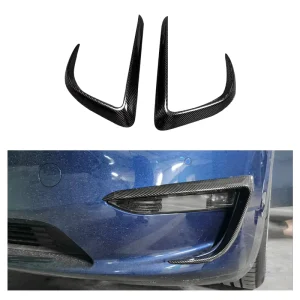Dry Carbon Fiber V Style Front Bumper Side Grills Grille Fog Lights Lamp Cover Caps Shell for Tesla Model Y