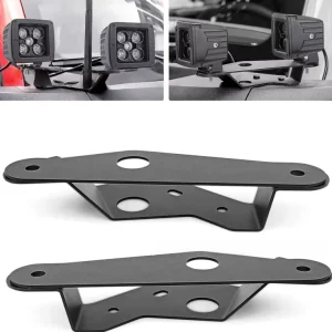 Dual A Pillar LED Light Mount Bracket for Bronco Metal Construction Black Finish Protection Light Mounting