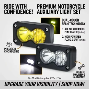 Dual Color 3-inch LED Auxiliary Light 20W CNC Housing Fog Spot Flood Motorcycle ATV UTV Mod Auxiliary Driving Light