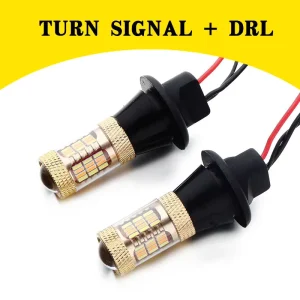 Dual Color Car LED Turn Signal Bulb T20 1156 54SMD 4014 LED Daytime Running Lights Built in Decoder