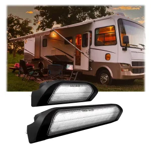 Dual Color LED RV Exterior Light 12V/24V 9W Wide Angle LED Sence Light for RV Trailer Camper Awning