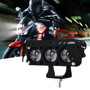 Dual Color Motorcycle Driving Light High Low Beam LED Spotlight Waterproof Auxiliary Lamp for Bike