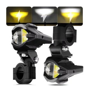 Dual Color Motorcycle Fog Light LED Spot Auxiliary Waterproof IP67 Lighting Systems