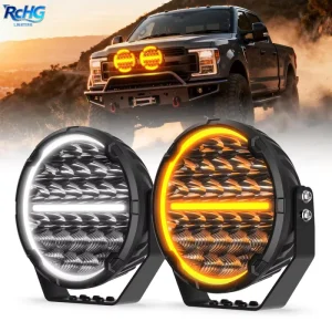 Dual Color Off Road Round LED Working Light 9 Inch IP68 Waterproof 16600 Lumens Combo Beam Driving Spot Light 150W 4100K Truck